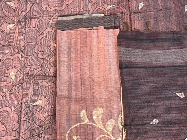 Chanderi Suit #peachblack embroidered