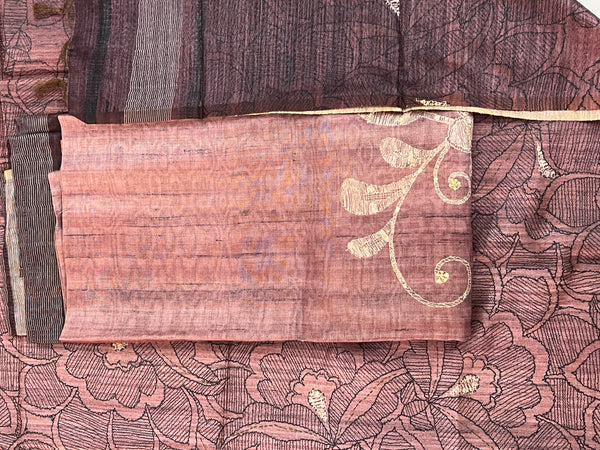 Chanderi Suit #peachblack embroidered