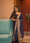 Saatvika Navy Blue Unstitched Set of Top and Dupatta freeshipping - ekantastudio