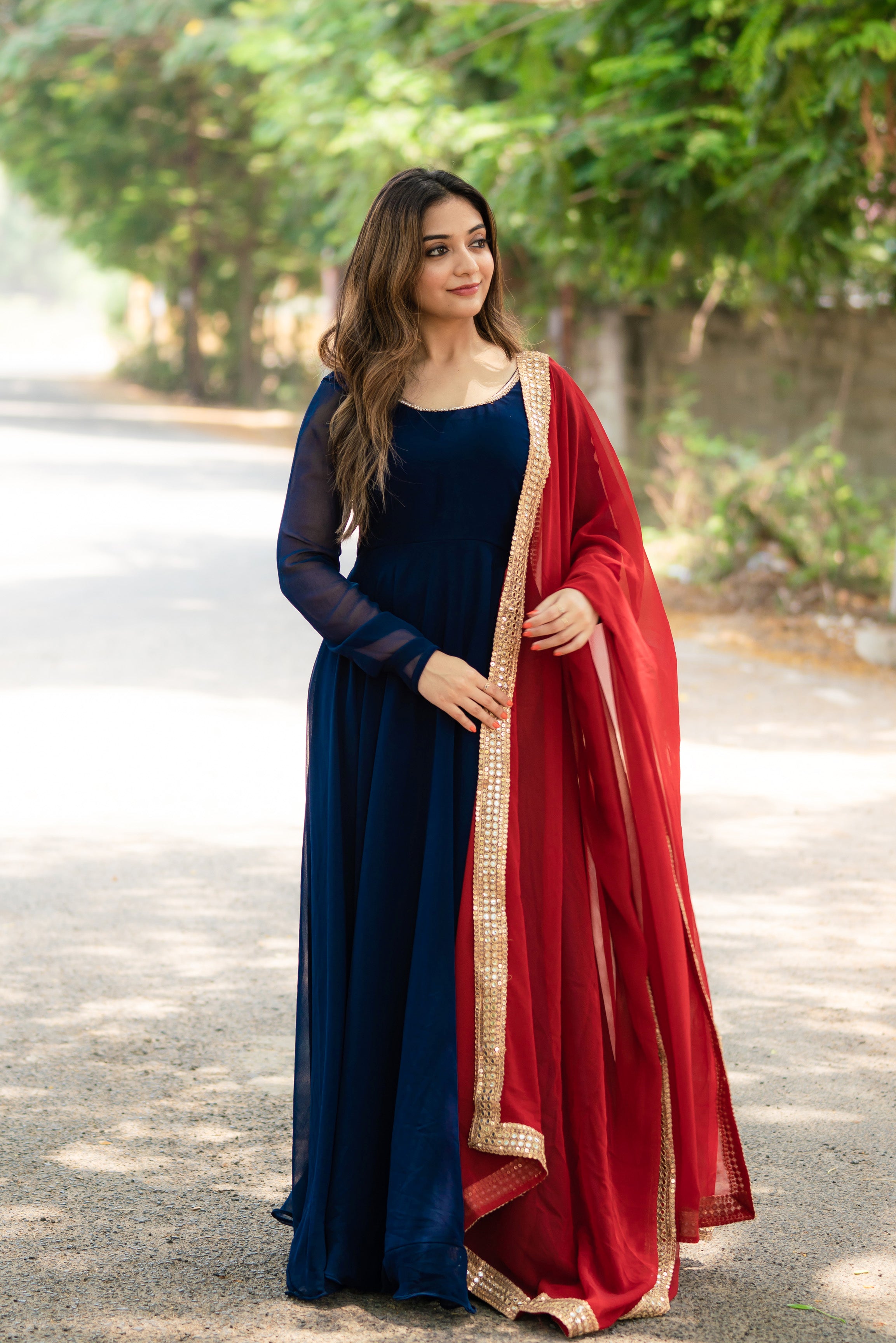 red and navy blue combination dress Red and Navy Blue Colored suits