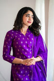 Designer Kurtas for Women: Violet Raw Silk Traditional Kurti & Dupatta from Ekanta