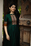 Find the best quality cotton frocks and long green dresses for women perfect for any occasion. Shop from our wide selection of stylish Nursing friendly Narayanpet ethnic dresses with elephant motif borders.