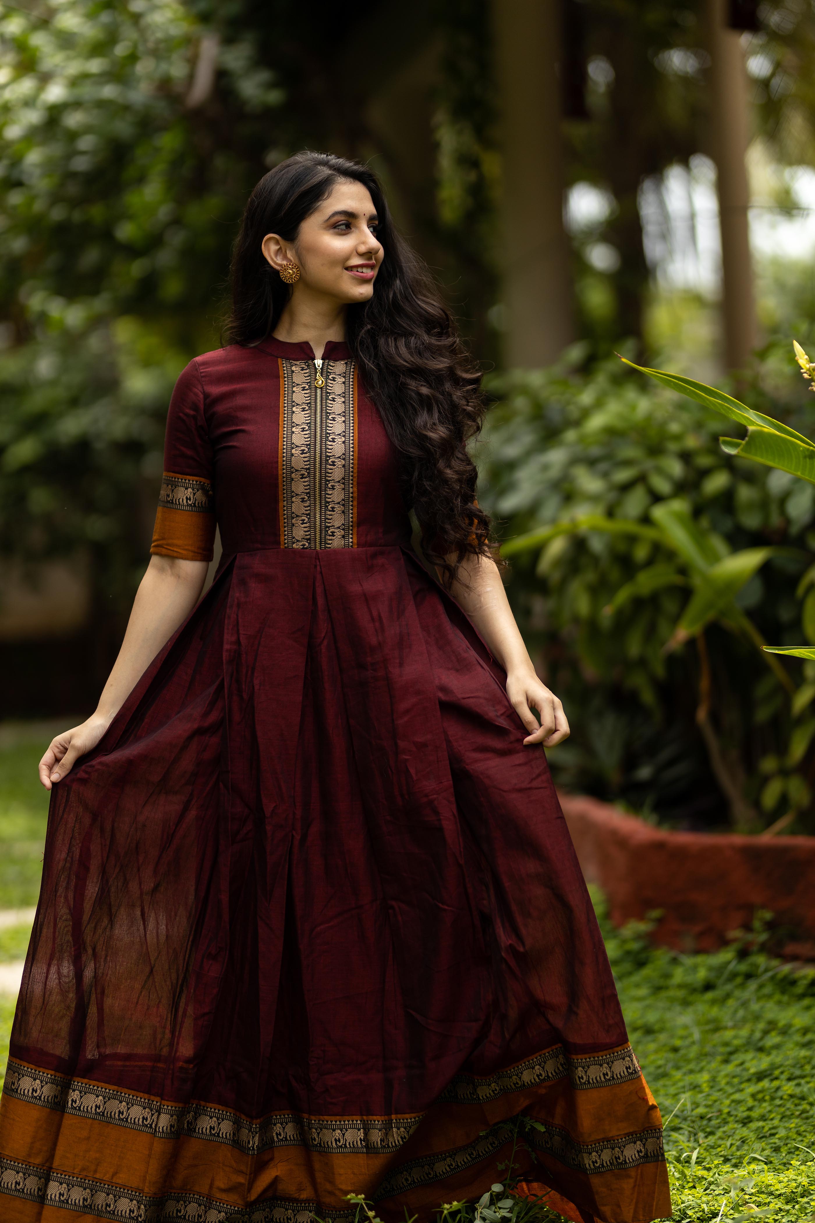 Narayanpet Designer Handloom Dresses Nilambari Maroon