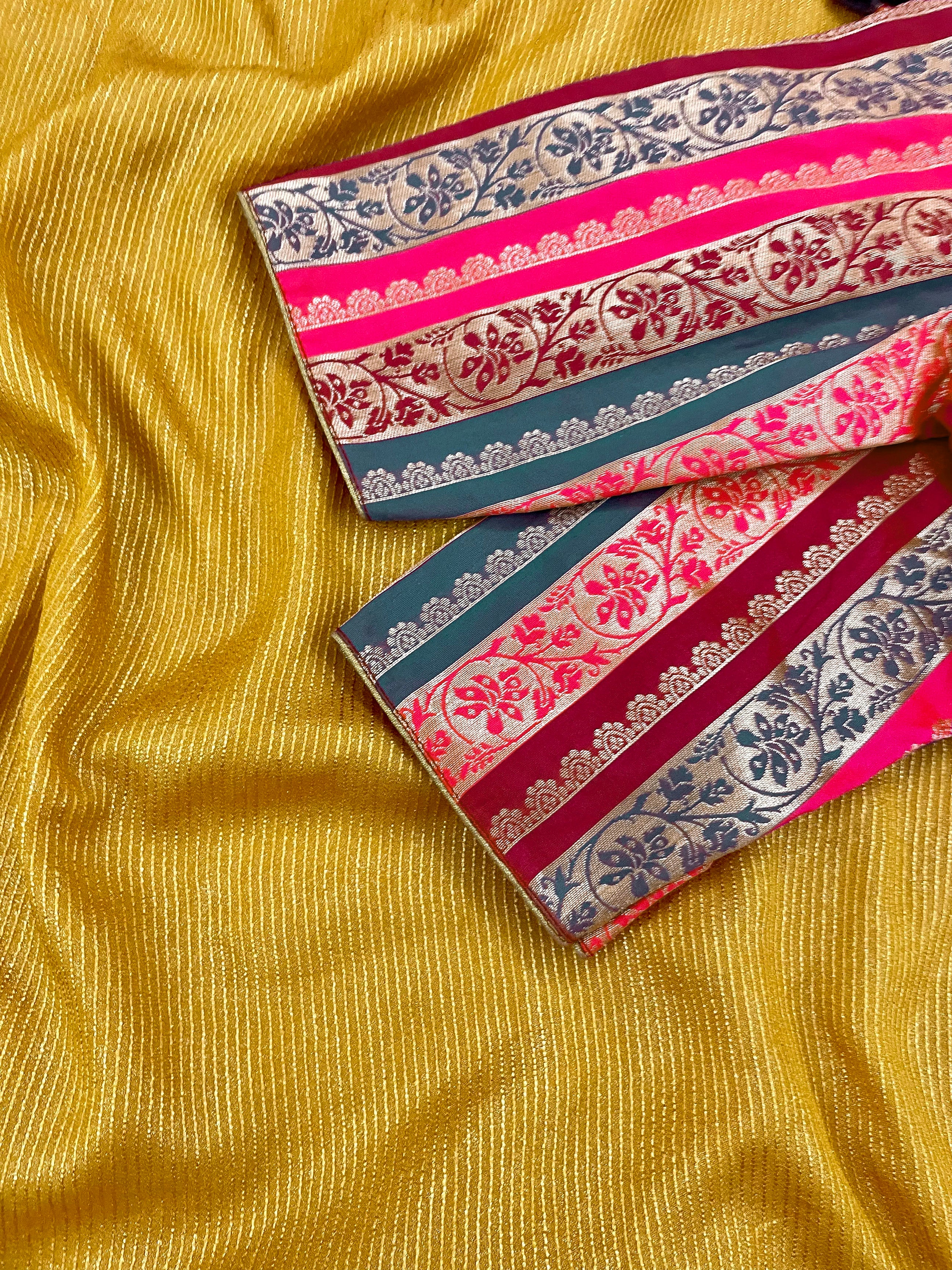 Dharshini Rani Pink Multicolour Banarasi Brocade blouse