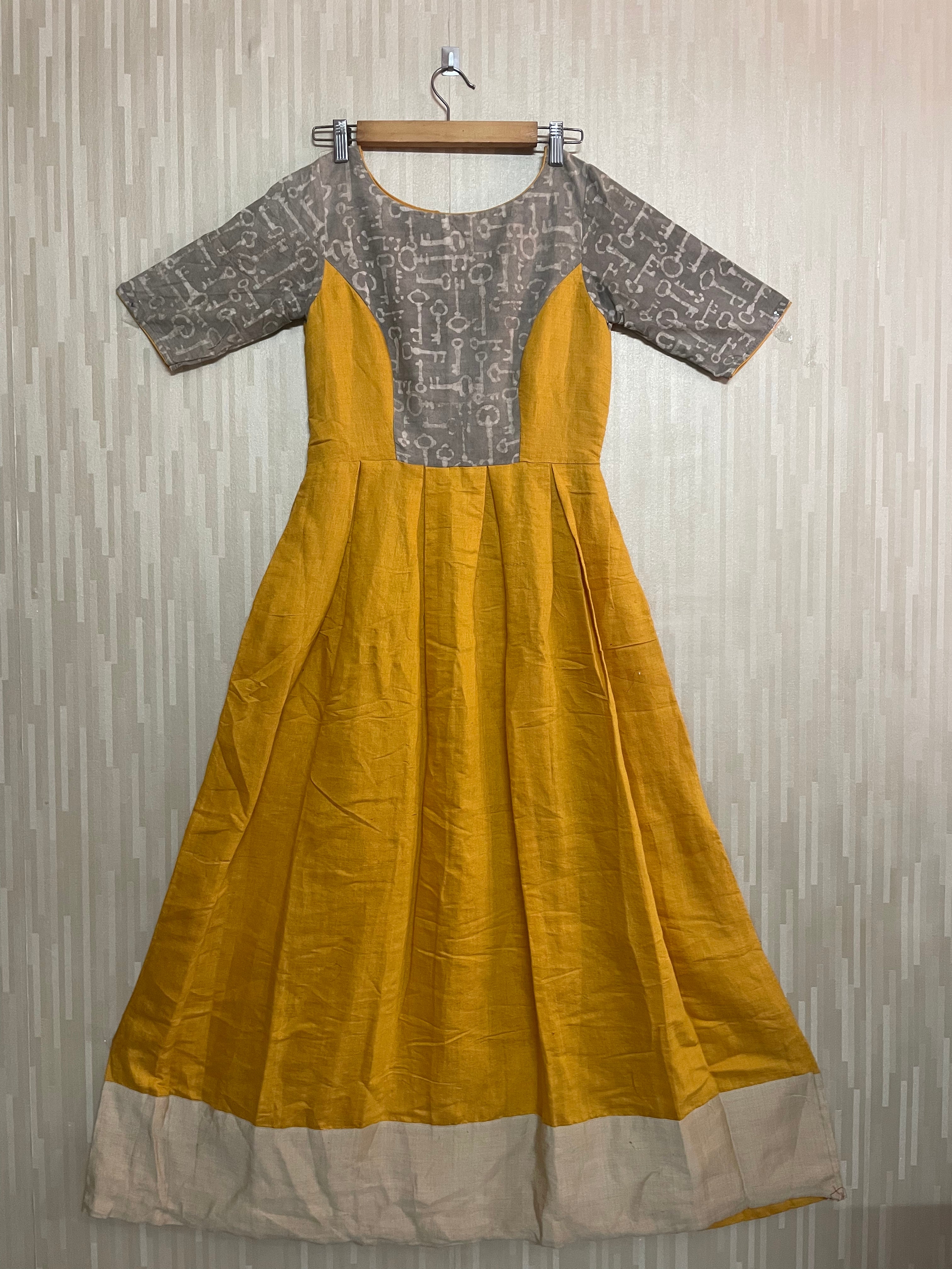 GRG - Yellow cotton chanderi dress