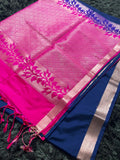 Ragini /03/ Soft silk Navy Blue with rani pink saree