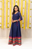 Stylish Blue Anarkali Wrap Dress: Indian Ethnic Wear for Women