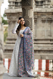 Mirrored Anarkali Dress with Blue Dupatta for Women 