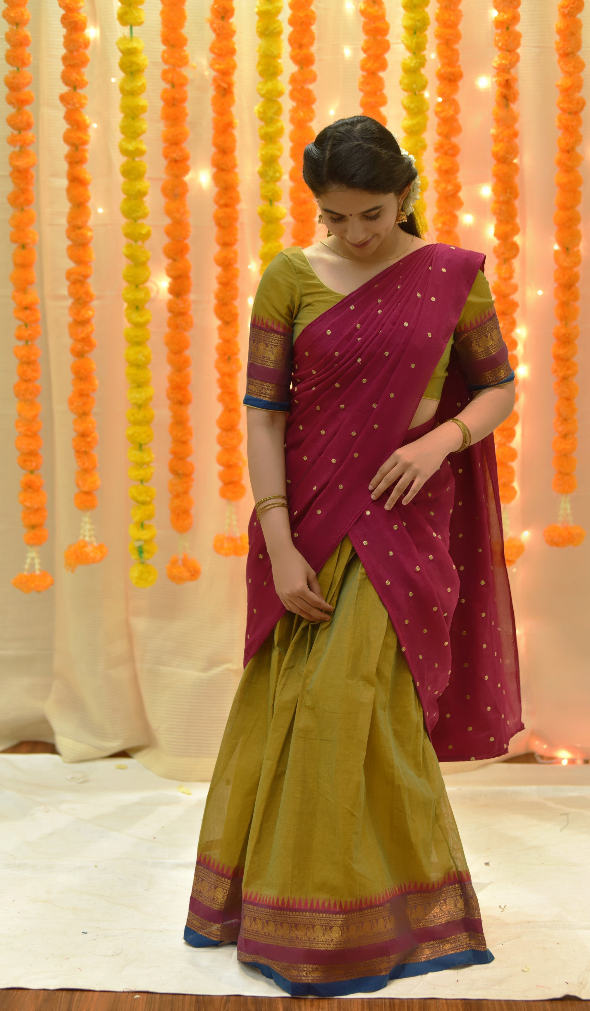 Model in Half and Half Silk Saree - Saree Blouse Patterns